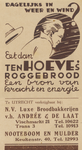 717392 Advertentie van de N.V. Luxe Broodbakkerijen v.h. Andrée & De Laat, Vismarkt 21 en Trans 3 te Utrecht, voor Ten ...